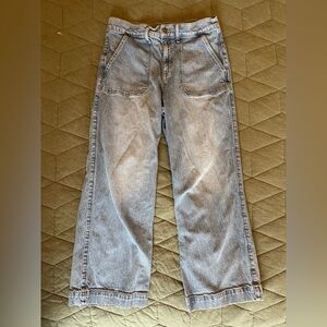 J Crew Factory wide leg cropped utility jean in all day stretch